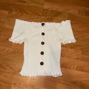 Elegant White Ruffled Off-Shoulder Blouse